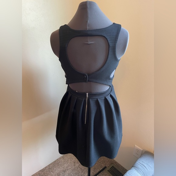 Poof Couture Black Pleated Mini Dress with Cutouts - Picture 3 of 4